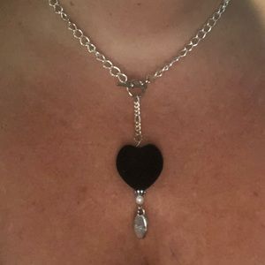 HAND CRAFTED- Black Velvet Heart pendant